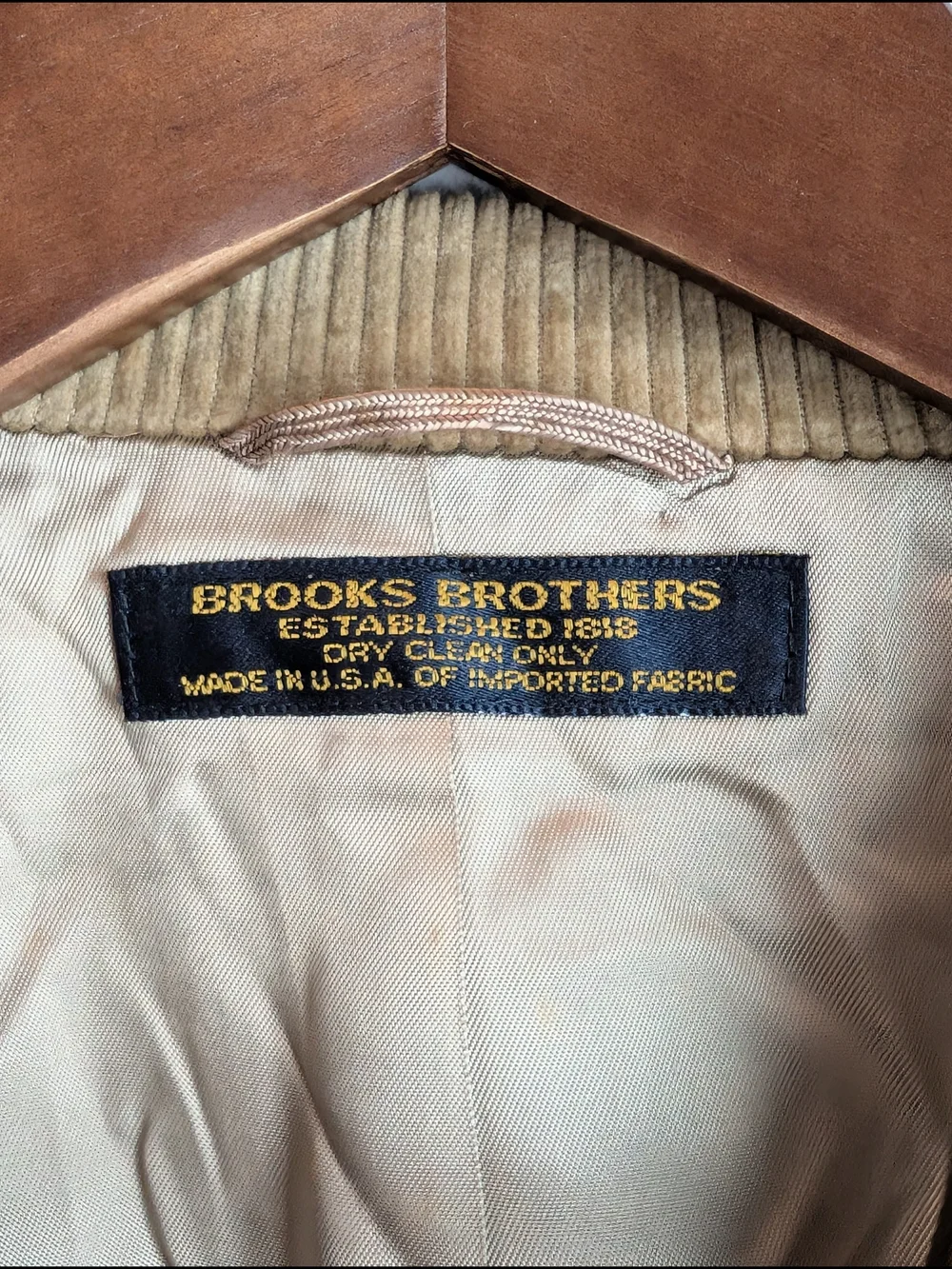 VTG Brooks Brothers Blazer Mens 48R Brown Corduroy Made In USA Sport Coat Union